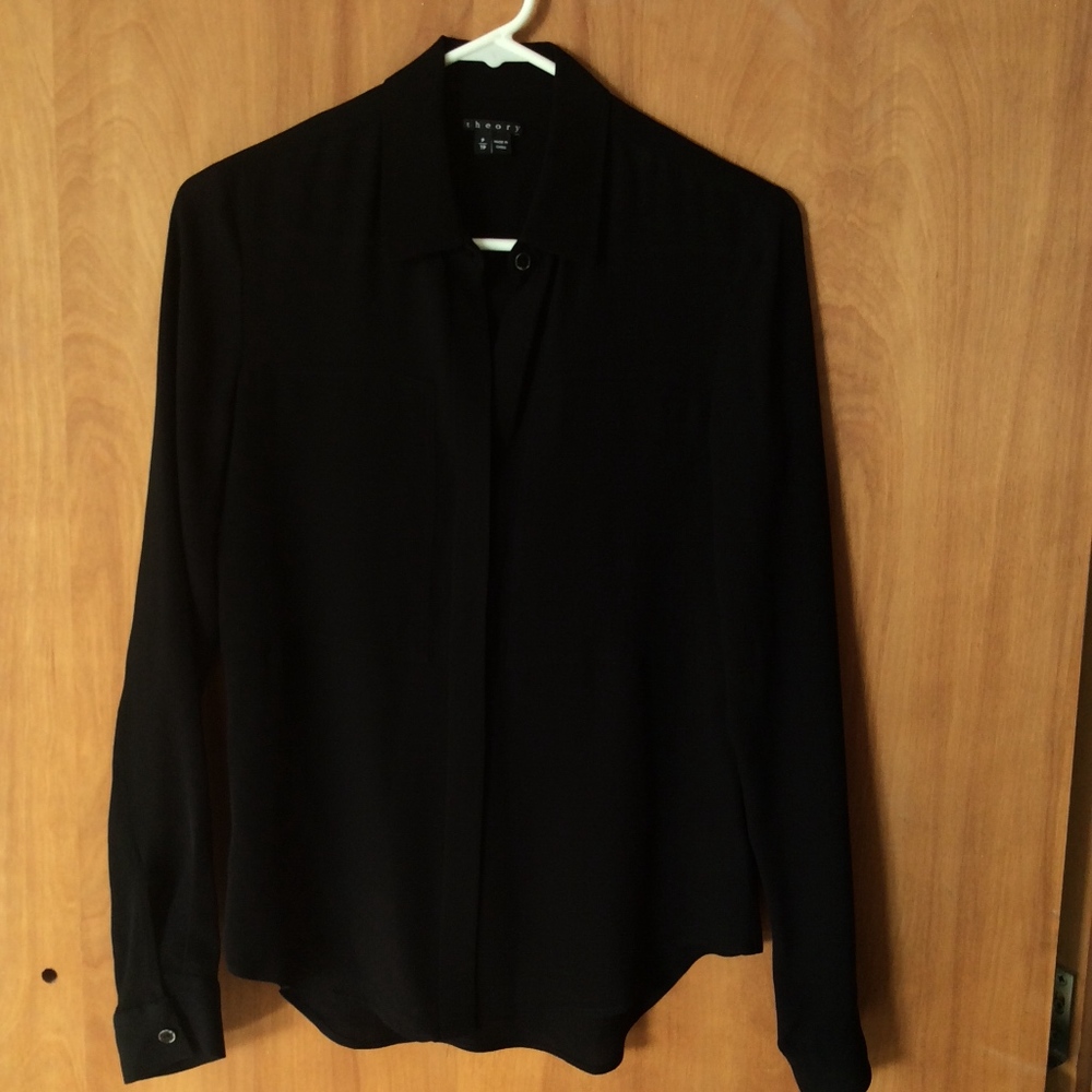 EUC Black Silk Theory Blouse Size P